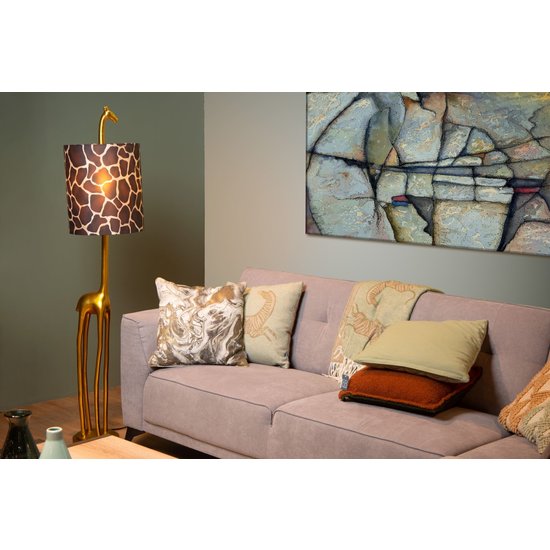 Stattliche Giraffen-Stehleuchte aus Mattgold/Messing E27