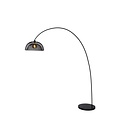 Magnifique lampadaire courbé noir avec cage en métal E27