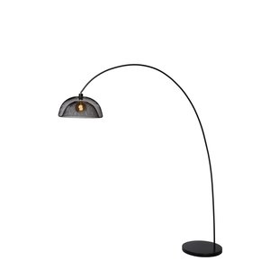 Magnifique lampadaire courbé noir avec cage en métal E27