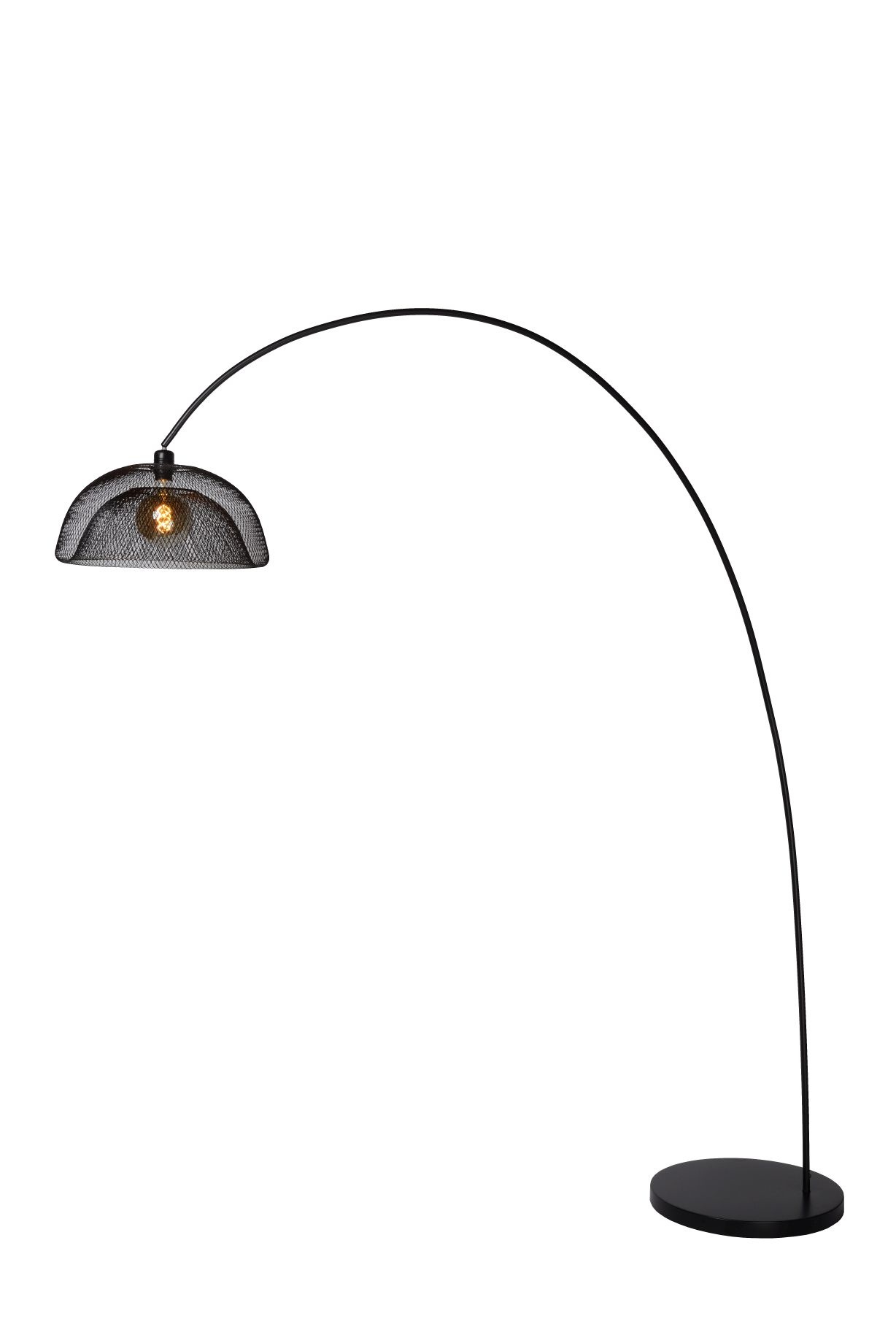 doorgaan met slogan Inwoner Prachtige zwarte gebogen vloerlamp met metalen kooi E27 | My Planet LED