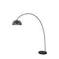 Magnifique lampadaire courbé noir avec cage en métal E27