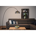 Magnifique lampadaire courbé noir avec cage en métal E27