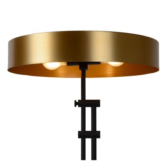 Lampadaire en laiton avec abat-jour rond E27 diamètre 30cm