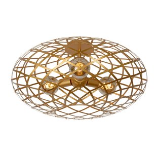Grote mat gouden/messing plafondlamp diameter 65cm met 3xE27