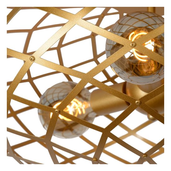Große Deckenleuchte aus mattem Gold/Messing, Durchmesser 65 cm, mit 3xE27