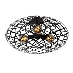 Large black metal ceiling lamp diameter 65cm with 3xE27