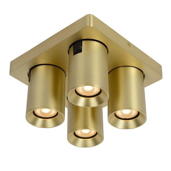 Plafondspot LED Dim to warm GU10 4x5W mat goud/messing