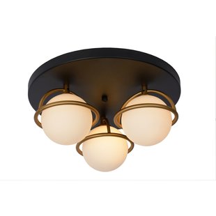 Plafondlamp 38 cm 3xG9 IP44 voor badkamer zwart met messing