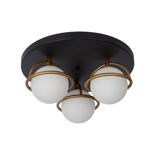 Deckenleuchte 38 cm 3xG9 IP44 für Badezimmer schwarz mit Messing