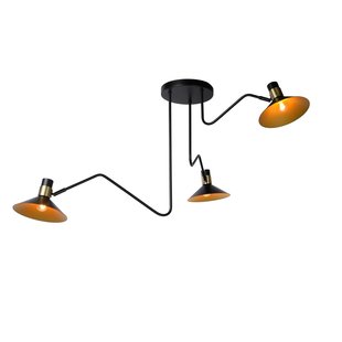 Richtbare speelse plafondlamp 3xE14 zwart met messing