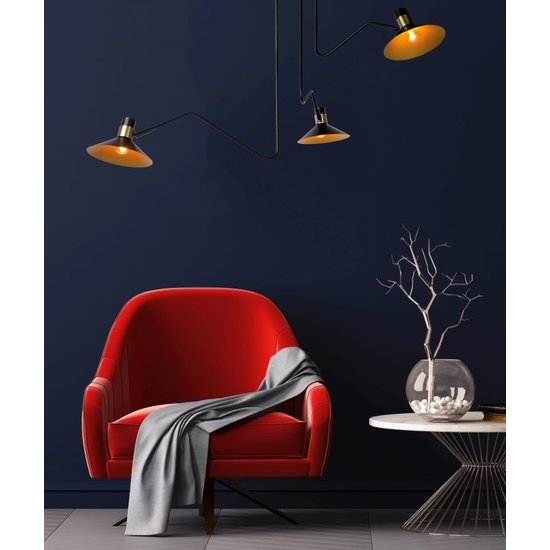Adjustable playful ceiling lamp 3xE14 black with brass