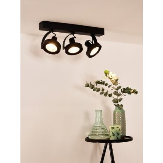 Grote richtbare LED opbouwspot-dim to-warm volledig zwart 3x12W