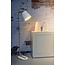 Lámpara de lectura escandinava blanca con madera clara de pie E27