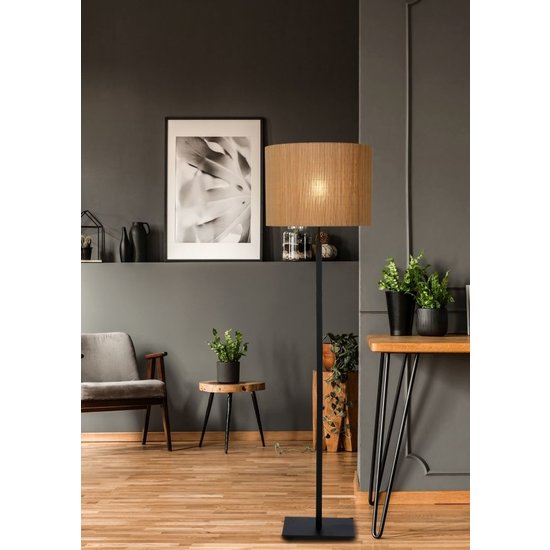 Scandinavian contemporary light wood with black floor lamp E27