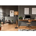 Scandinavian contemporary light wood with black floor lamp E27