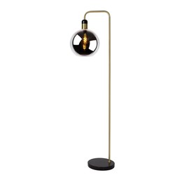 Lampadaire noir avec ampoule en laiton fumé E27