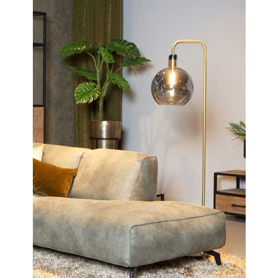 Schwarz mit Messing-Stehlampe mit Rauchlampe E27