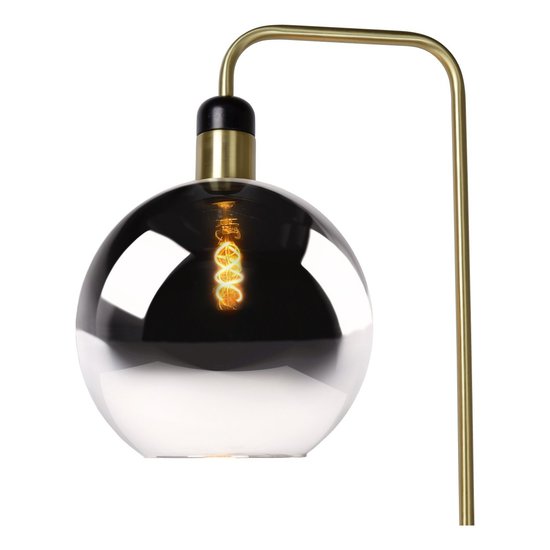 Schwarz mit Messing-Stehlampe mit Rauchlampe E27