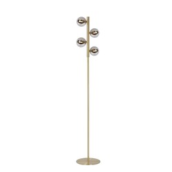 Lampadaire or mat/laiton avec ampoules fumées 4xG9