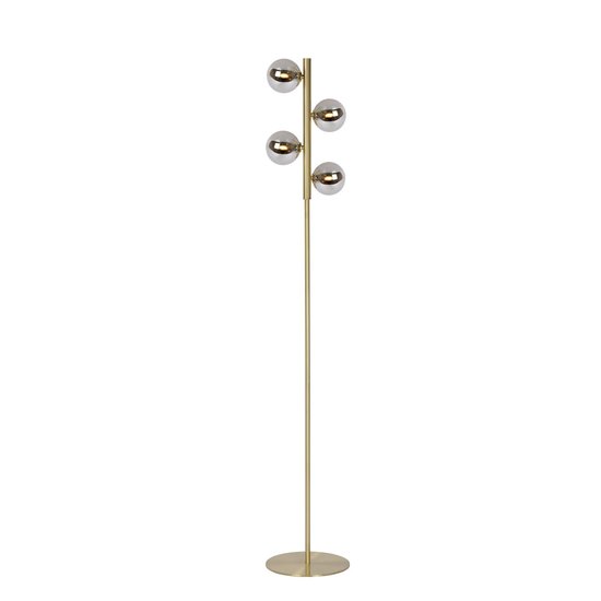 Matt gold/brass floor lamp with fumed bulbs 4xG9