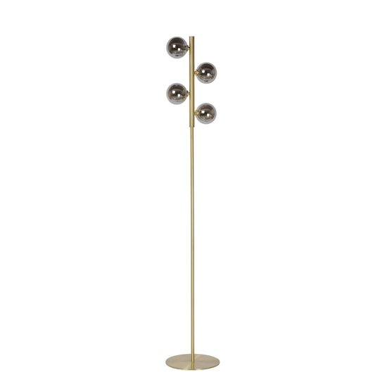 Matt gold/brass floor lamp with fumed bulbs 4xG9