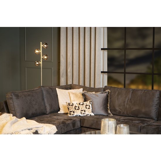 Mattgold/Messing-Stehleuchte mit Rauchlampen 4xG9