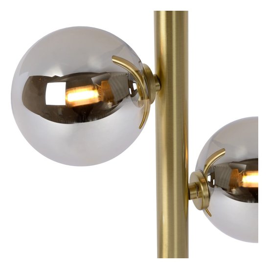 Lampadaire or mat/laiton avec ampoules fumées 4xG9