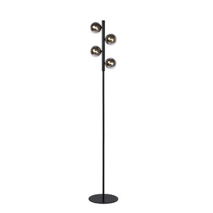 Lampadaire noir avec boules fumées 4xG9