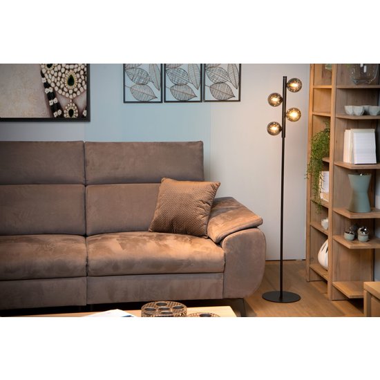 Zwarte vloerlamp met gefumeerde bolletjes 4xG9