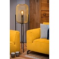 Vintage cylindrical matt gold/brass floor lamp metal wire