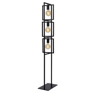 Lámpara de pie industrial contemporánea angular negra 3xE27