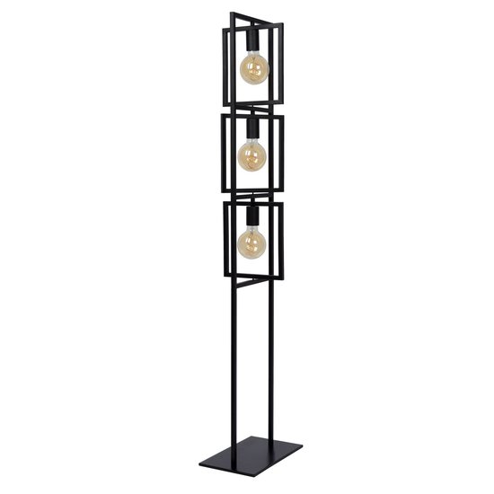 Contemporary industrial angular black floor lamp 3xE27