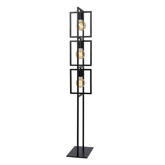 Contemporary industrial angular black floor lamp 3xE27