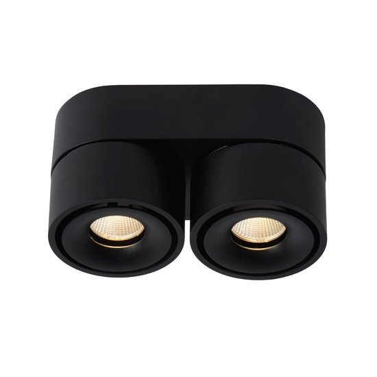 Double manoeuvrable black ceiling spotlight dimmable 2x10W 2700K