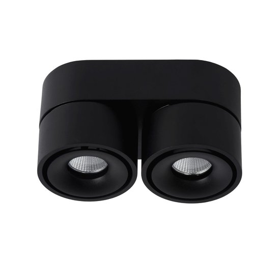 Double manoeuvrable black ceiling spotlight dimmable 2x10W 2700K
