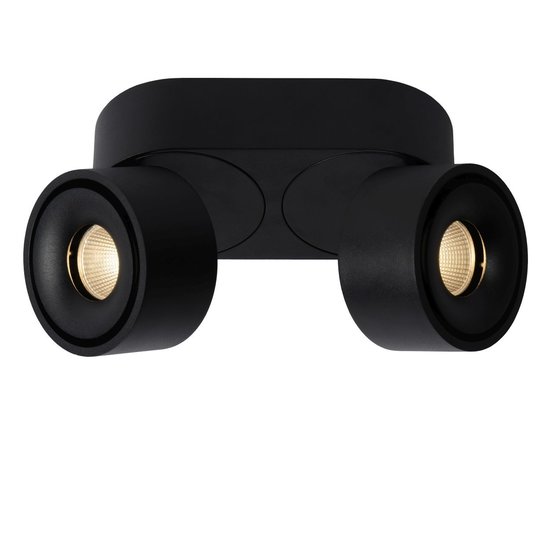 Dubbele wendbare zwarte plafondspot dimbaar 2x10W 2700K