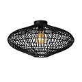 Zwarte rotan plafondlamp 56 cm E27 zwart