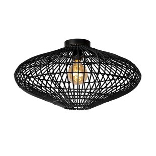 Zwarte rotan plafondlamp 56 cm E27 zwart