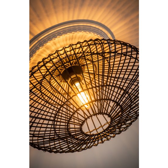 Zwarte rotan plafondlamp 56 cm E27 zwart