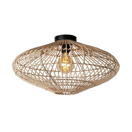 Licht hout rotan plafondlamp 56 cm E27 naturel