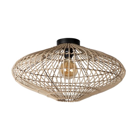 Licht hout rotan plafondlamp 56 cm E27 naturel
