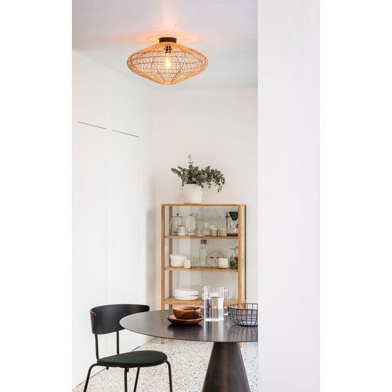 Light wood rattan ceiling lamp 56 cm E27 natural