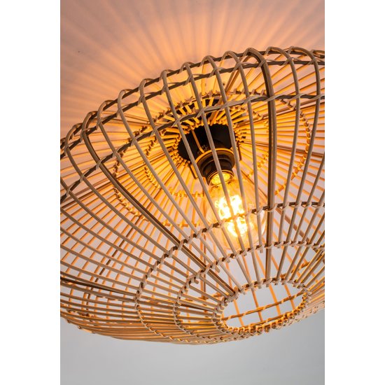 Plafonnier bois clair rotin 56 cm E27 naturel