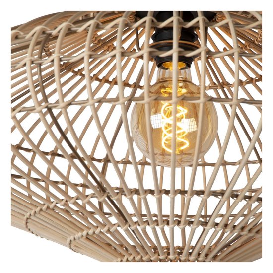 Light wood rattan ceiling lamp 56 cm E27 natural