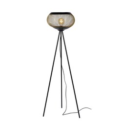 Zwart met messing/goud vloerlamp met metaaldraad E27