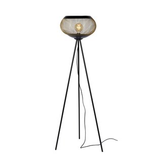 Black with brass/gold floor lamp with metal wire E27