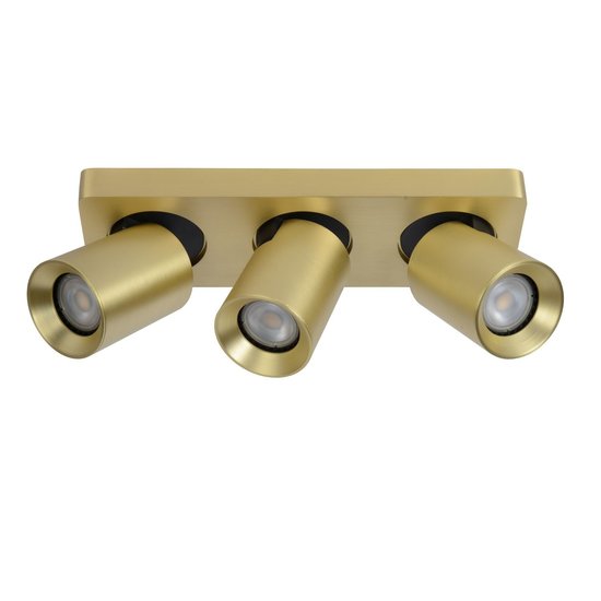 Brass ceiling spotlight LED with 3 adjustable tubes dim to warm