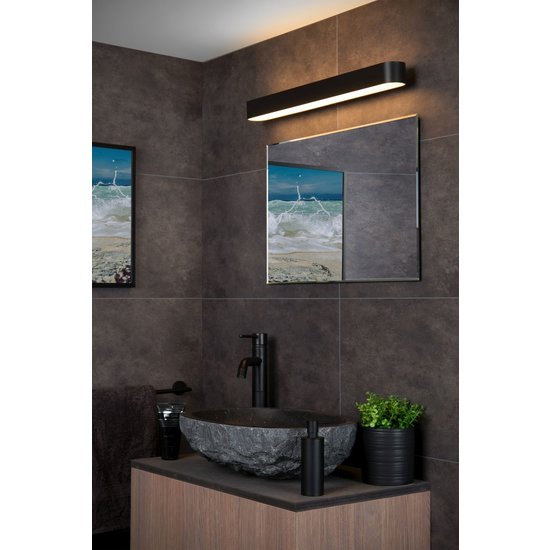Powerful narrow black wall lamp for bathroom 9 Watt