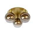 Mattgold/Messing-Deckenleuchte 3xE27 mit Rauchlampen