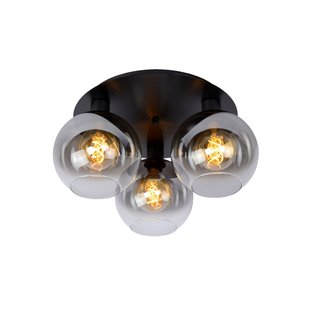 Black ceiling lamp 3xE27 with fumed bulbs